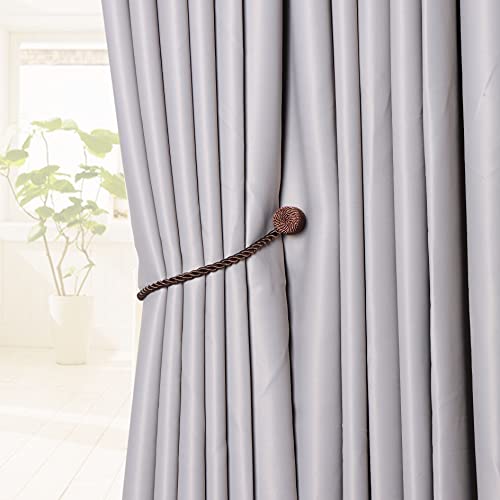Magnetic Curtain Tiebacks - Sbros ( 2 Pcs ) Strong Modern Upgrade 2021 Drape Tie Backs Decorative Twisted Handmade Rope Holdback For Window Draperies (2, Coffee Ck33) #TOP19