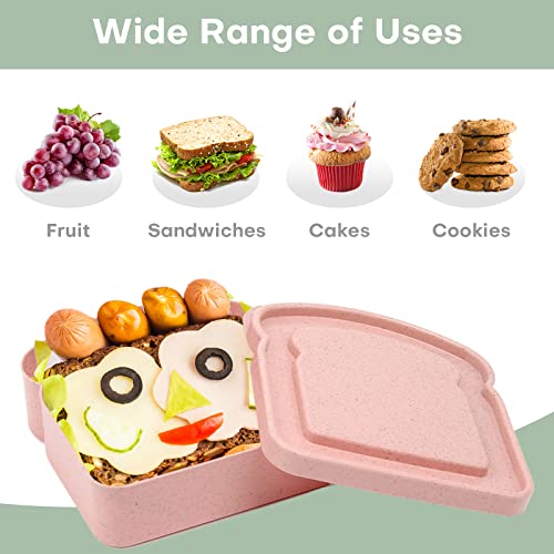 Sandwich Containers,Reusable Sandwich Containers, 4Pcs Sandwich Containers For Lunch Boxes With 10 Sheets Toast Graffiti Stickers, Food Storage Sandwich Box With Lid, Bpa Free, Microwave & Dishwasher Safe, For Kids Or Adults. #TOP4