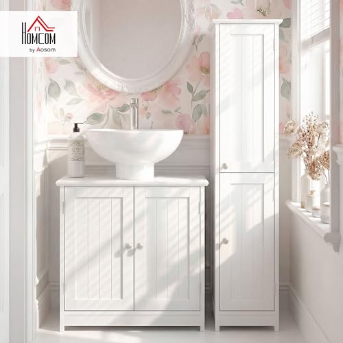 Meuble sous lavabo 60cm double portes MDF, kleankin