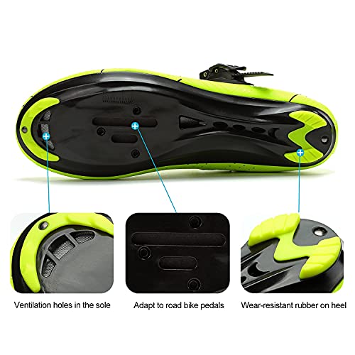 Santic Cycling Shoes Road Cycling Riding Shoes Road Bike Shoes With Buckle- Roadway Green #TOP4