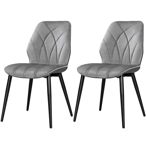 {Sillas Comedor Patas Acero Sillas Comedor Yaheetech Juego de 2 Sillas de Comedor Nórdico Sin Brazos Sillas de Cocina con Asiento Tapizado con Patas de Metal para...
