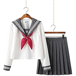 Uniforme Gobernanta Escolar de Japón Traje de Marinero Disfraz de Colegiala Japonesa Uniforme JK, Anime Cosplay Traje de Sailor Moon para Mujeres Niñas, Top de Manga Larga + Falda (XXL)