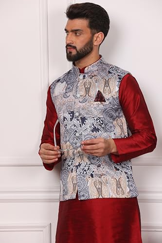 Image of Kurta With Churidar & Multicolor Nehru jacket Set