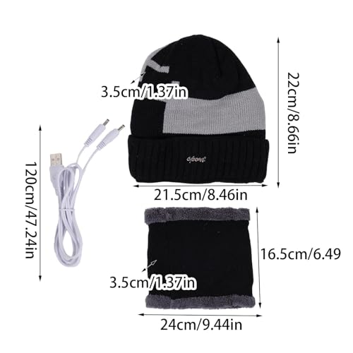 Chapéu de inverno, chapéu quente elétrico aquecido, cachecol de pescoço macio e chapéus de aquecimen