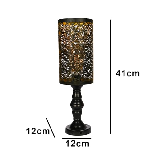 Image of DECOHOME Anitque Intricated Iron Base Metal Night Lamp (Black)