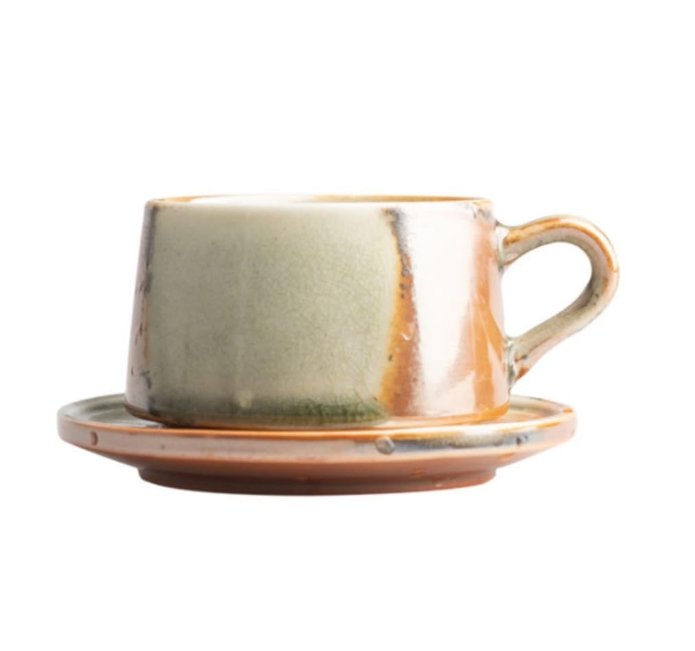 Tazas de Té Tazas Desayuno Tazas De Café De Cerámica Retro Personalizadas, Tazas para Beber Hechas A Mano para El Hogar con Platos, Tazas De Té De La Tarde Tazas Tazas de Cafe
