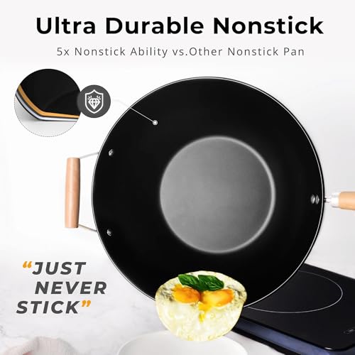 Wok de acero al carbono antiadherente 13.75 pulgadas miniatura 7