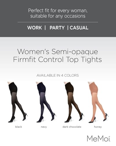 MeMoi Semi-Opaque Tights, Comfortable and Lightweight Control Top Tights, 40 Deneir - Sizes Small to Q22
