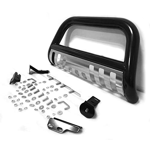 Motoos Bull Bar 3" Brush Push Front Bumper Grill Grille Guard Stainless Steel Black With Skid Plate Compatible With 2003-2020 Ford F-150 Expedition 2003-2014 2018-2020 Lincoln Navigator #TOP3