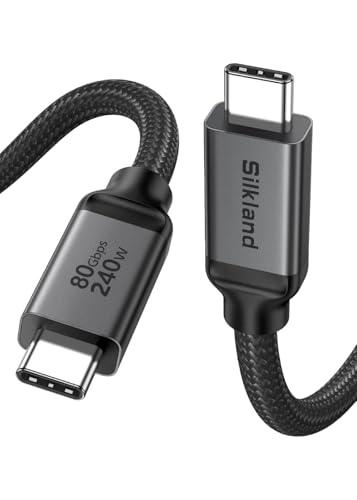 Silkland 80Gbps USB 4 for Thunderbolt 5 Cable 6.6FT/2M, up to 120Gbps Bandwidth for Dual 8K, 240W PD 3.1 Charging, Braided USB C Video Cable Compatible for Thunderbolt 4, SSD, MacBook,iPhone 17, Dock