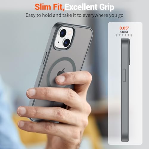 Image of SUPFINE Magnetic for iPhone 15 Plus Case & iPhone 14 Plus Case(Compatible with MagSafe) (Military Grade Drop Protection) Slim Translucent Shockproof with Anti-Fingerprint Phone Case,Gray