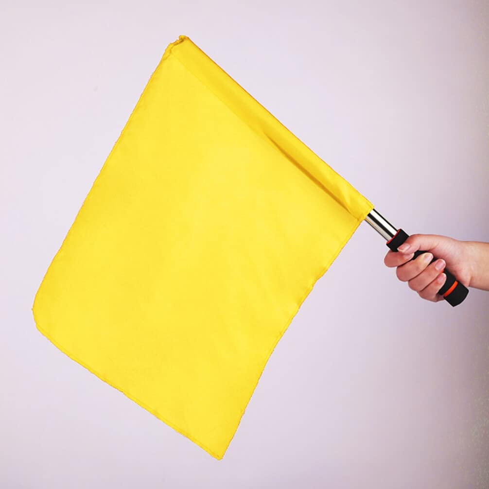 Bandiere Arbitro Gialle 4 Pezzi in Cotone Asta in Acciaio