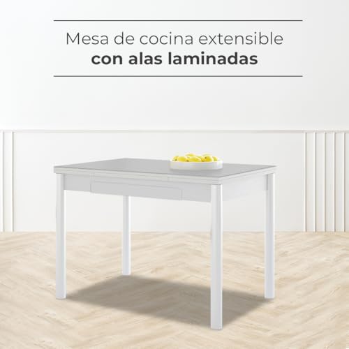 Table extensible ASTIMESA en plateau stratifié gris et structure blanche - 3