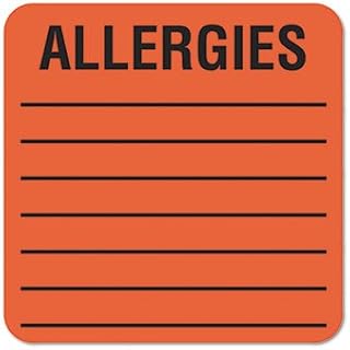 Medical Labels for Allergies 2 x 2 Orange 500/Roll Medical Labels for Allergies, 2 x 2, Orange, 500/Roll