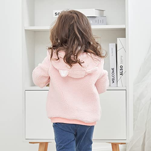 Image of Newborn Infant Baby Boys Girls Cartoon Fleece Hooded Jacket Coat with Ears Warm Outwear Coat Zipper Up