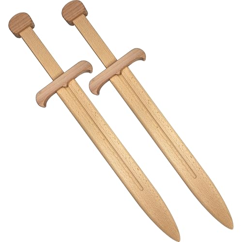 Adventure Awaits! Wooden Toy Pretend Play Sword for Kids | 2 Pack | 23 Medievel Knight Broadsword | Lightweight and Durable for Imaginative Kids | NOT a Weapon | Set of 2