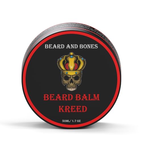 Beard and Bones - 50ml Nut-Free Beard Balm for Men | Shea Butter, Jojoba Oil & Grapeseed Oil | Moisturizing & Nourishing Balm for Coarse Beards | 6 Scent Choices (Kreed)