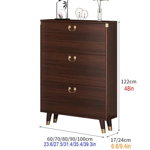 Zapatero de almacenamiento oculto con cajón abatible y mueble de madera 3