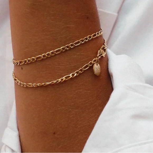 Hey Harper Dainty Gold Bracelet For Women Thin Gili - Waterproof Sweatproof No Tarnish Jewelry - Adjustable, 14k Gold Plated Paperclip Bracelet, Cuban Link - Gift for Women2