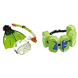 Schildkröt Junior Schnorchel Set Bermuda - 3-teilig, Größe L/XL & Beco 96071 8 - Schwimmgürtel Sealife, für 2-6 Jahre, 15-30 kg, grün