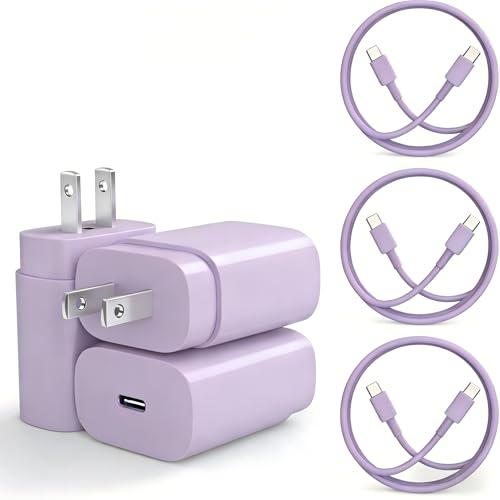 Image of Type-C Charger, 3X 25W PD USB-C Super Fast Charging Block &6 /10 /10ft Cables