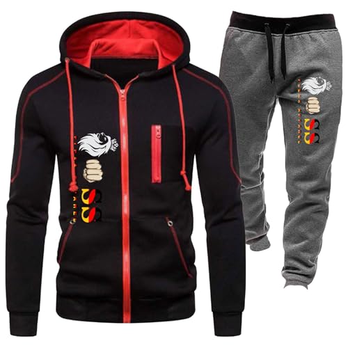 Survêtement homme 2 pièces respirant pour jogging de style streetwear avec sweat chaud