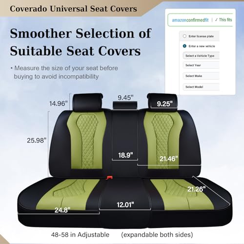 Image of Coverado Car Seat Covers, Back Car Seat Cover, 3-Pieces Leather Seat Cover, Luxury Car Seat Cushion, Luxury Seat Cover Seat Protector Universal Most Cars Trucks SUV
