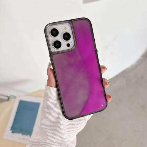Coque liquide phosphorescente pour iPhone 14 anti-choc à paillettes violettes