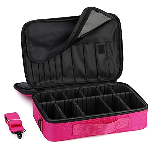 A&A Travel Makeup Train Case - Large Cosmetics Bag With Adjustable Dividers Suitcase Toiletry Organizer Box For Women Or Girls Pink #TOP1