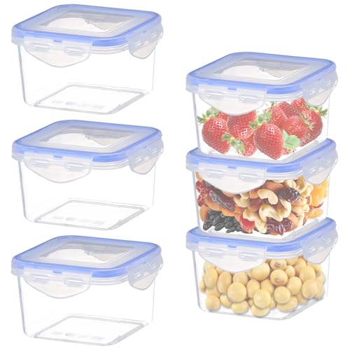 Torytoe Envases para Alimentos, 6 Pieza 800ml Recipientes de Plástico Alimentos Herméticos, Sin BPA Botes Cocina Almacenaje con Tapa, a Prueba de Fugas, Sin BPA (800ml-Cuadrado)