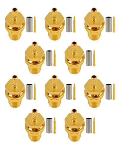 Vecys 10 PCS RP SMA Connectors RP SMA Female Bulkhead with Male Pin Crimp Connector for RG316 RG174 RF Coax Cable - Image 4