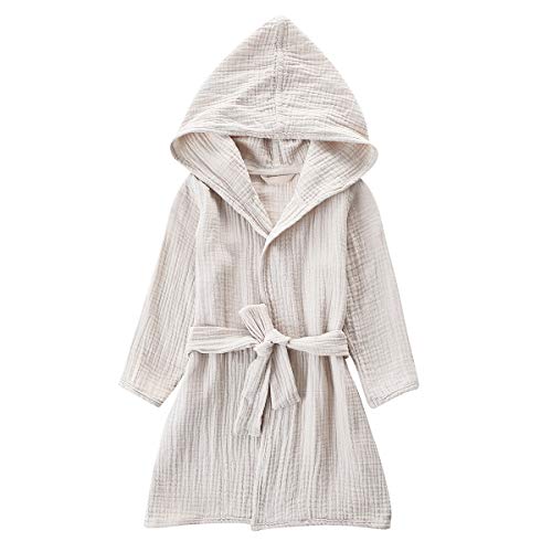 Image of TADO MUSLIN Organic Cotton Toddler Bathrobe, Soft and Breathable Baby Robe for Kid, Boy& Girl Hooded Robe Muslin