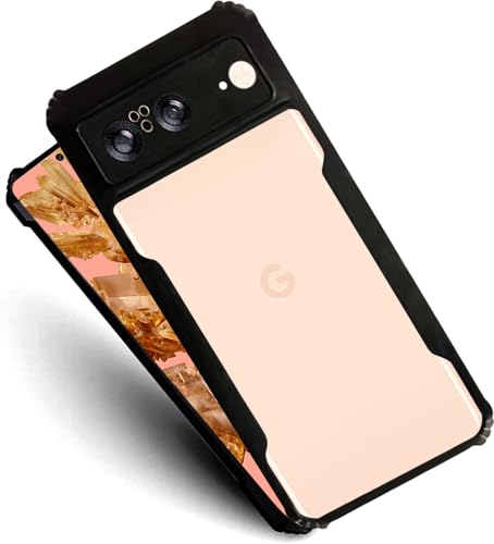 Image of AIBEX Crystal Clear Back Cover Case for Google Pixel 8 | 360 Degree Protection | Shock Proof Design | Transparent Back Cover Case (PC & TPU, Black Bumper)