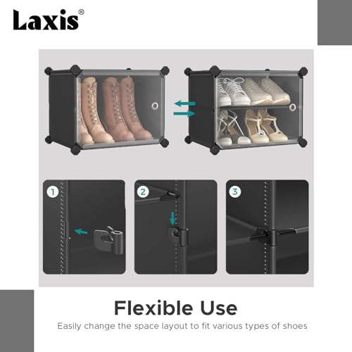 Image of LAXIS 5 Shelf Shoe Rack with 5 Doors, Magnets, 5 Hook Steel Holder & Wooden Hammer for Home Storage PP Plastic Organizer with Metal Door Frame to Cover Chappal Slipper