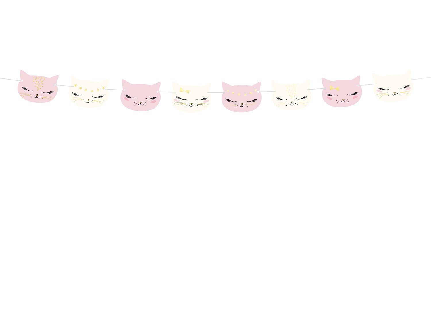 PartyDeco - Pink and White Kittens Contoured Festoon 140 cm, Color, gl11