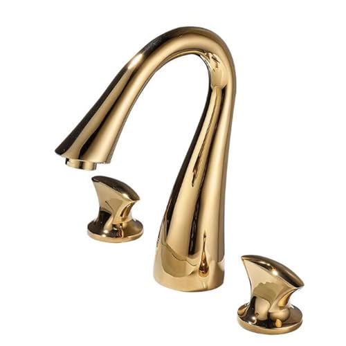 Mélangeur lavabo 3 trous en laiton doré pour vasque de salle de bain