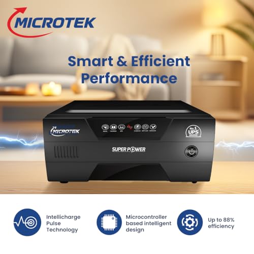 Image of Microtek Inverter for Home, Office & Shops | Super Power New 1200 12V Pure Sine Wave 1115VA / 925W UPS | Wide Voltage Range | High Efficiency | 3 Years Warranty