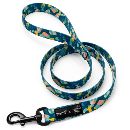 Image of Bowlers Dog Leash for Small, Medium & Large Dogs | Blue & Green Design | Durable Nylon Pet Walking Lead | Strong Metal Hook | Comfortable Grip