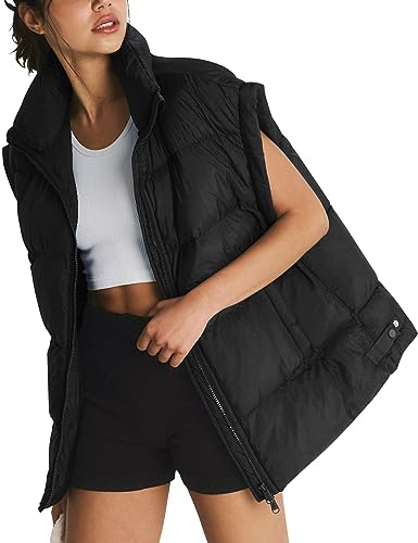 Lingswallow Womens Puffer Vest Oversized Puffer Jacket Coat Outerwear Sleeveless Stand Collar Vest for Women 2024 Trendy2