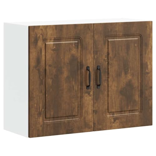 Vidaxl Pensile Da Cucina Kalmar Rovere Fumo In Legno Multistrato, Pensile Da Cucina, Armadio Da Cucina A Parete, Pensili Con Ante, Pensile Montato