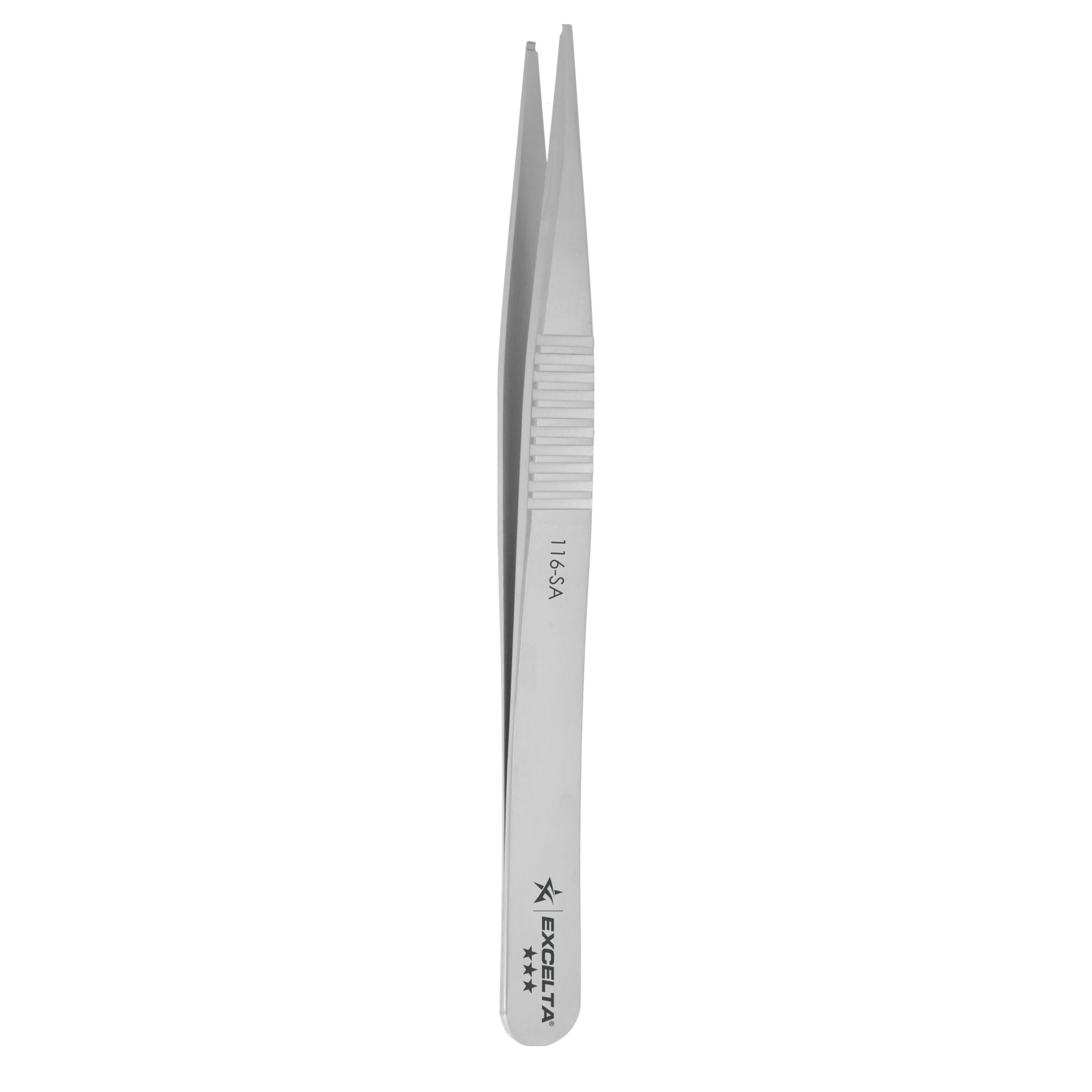Excelta 116-SA - Pinzas SMD rectas (3 estrellas) SS – con ranura en la punta de 0,04 cm, altura de 0,06 cm, 0.39300000000000002" de ancho, 4,25" de longitud
