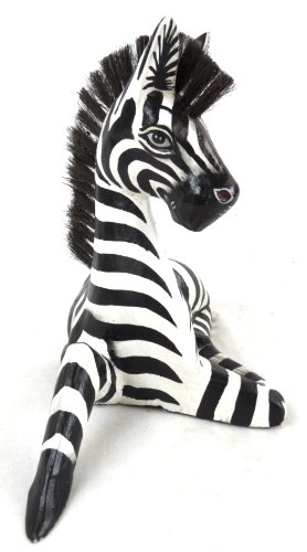Estatua de madera cebra bebé estilo safari miniatura 3