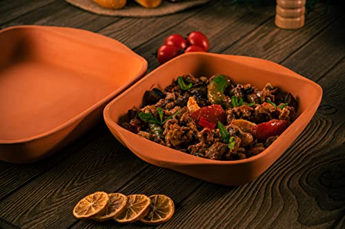 Luksyol Clay Pan For Cooking, Oven Pan, For Cooking, Handmade Cookware, Clay Pot For Oven, Terracotta Large Rectangular Oven Tray, Unglazed Clay Pots For Cooking, Clay Oven Pot Set, 2 Pcs #TOP1