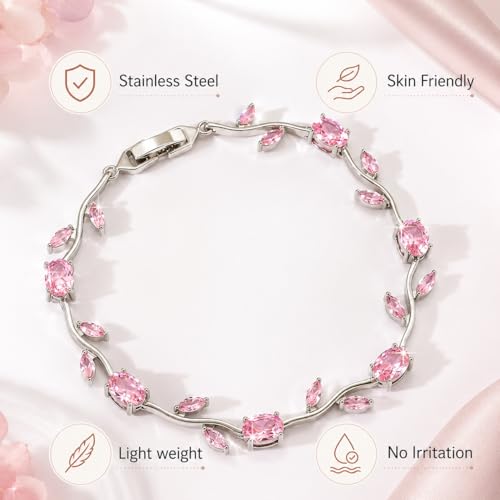 Image of Shining Diva Fashion Tulip Bracelet for Women, Floral Crystal, Anti Tarnish Jewellery Stylish Bracelet Gifts for Girls