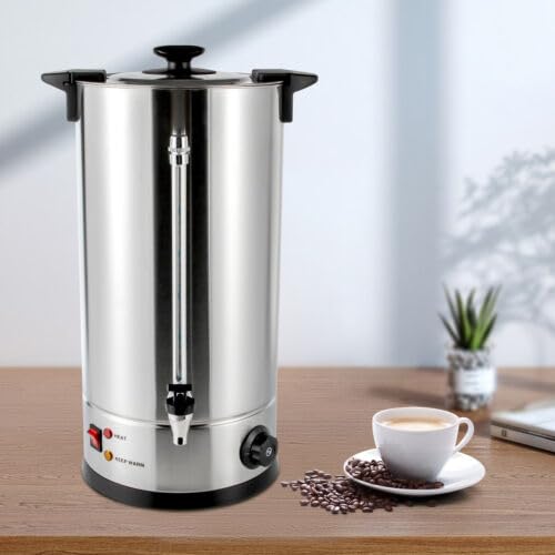 Electric Hot Water Pot Urn, 25L Stainless Steel Catering Tea Urn Coffee Boiler, Instant Heating, Auto-Shutoff/Boil Dry Protection, Large Hot Drink Dispenser