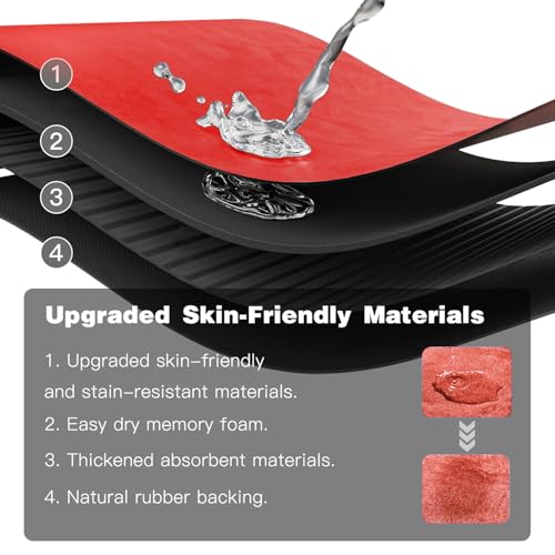 Christmas Bath Mat, Red Bathroom Rugs Non Slip Washable Thin Absorbent Bath Mat Fits Under Door Bathroom Floor Mat Perfect for Bath, Shower, or Sink 24"x60" Red