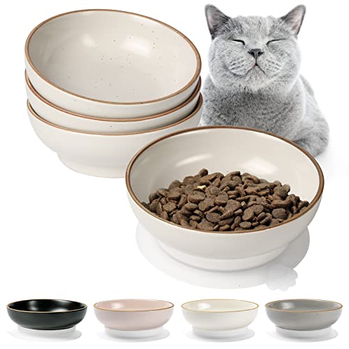 Ymasins Ceramic Cat Food Bowls 4 Packs Cat Dishes For Food Non Slip Wide Shallow Cat Feeding Water And Food Bowl Set To Stress Relief Of Whisker Fatigue For Cats Kitten S #TOP2