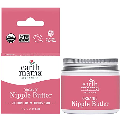 Image of Organic Nipple Butter Breastfeeding Cream by Earth Mama | Lanolin-free, Postpartum Essentials Safe for Nursing, Non-GMO Project Verified, 2-Fluid Ounce