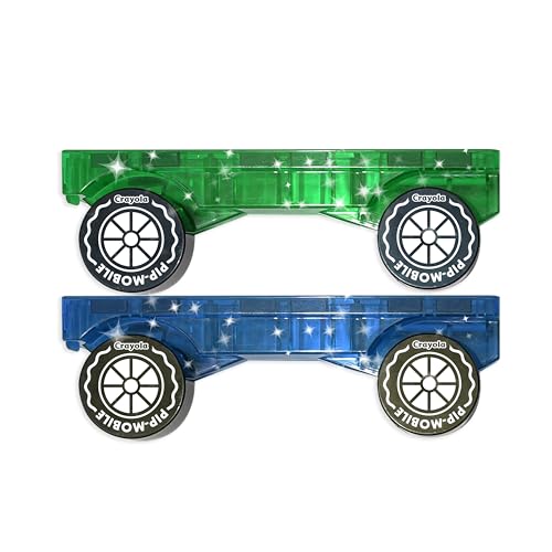Image of Crayola PIP-Mobiles Rolling Chassis Accessory for Magnetic Building Tiles - Add Wheels to Crayola PIP-Tile Sets - STEM Learning Toy for Kids Ages 3+ - Creative, Educational Toy - 2-Pack (Glitter)