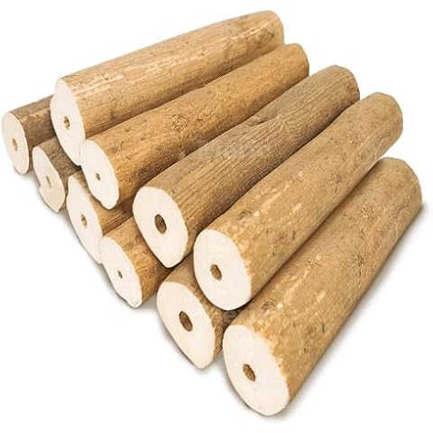 CoCoo Bark Sola Sticks with Skin for Parrots, Cockatiel Chew Forage Toy, Round Wood Foot Exercisers for Budgie, Conures, Beak, and Nails Groomer, Keeps Small Birds Calm, and Physically Fit, 10 Pcs Cover